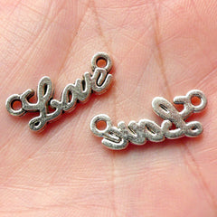 CLEARANCE Love Charms Connector (10pcs) (20mm x 8mm / Tibetan Silver) Metal Findings Pendant Bracelet Making Earrings Zipper Pulls Keychains CHM335