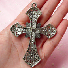 Big Cross Charms (1pc) (57mm x 80mm / Tibetan Silver) Metal Findings Pendant Bracelet Earrings Zipper Pulls Bookmark Keychain CHM337