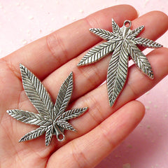Marijuana Charms Hippie Charm (2pcs) (33mm x 39mm / Tibetan Silver) Metal Pendant Bracelet Earrings Zipper Pulls Bookmarks Keychains CHM312