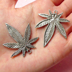 Marijuana Charms Hippie Charm (2pcs) (33mm x 39mm / Tibetan Silver) Metal Pendant Bracelet Earrings Zipper Pulls Bookmarks Keychains CHM312