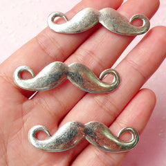 CLEARANCE Mustache Charms Connector (3pcs) (43mm x 12mm / Tibetan Silver / 2 Sided) Findings Pendant Bracelet Earrings Zipper Pulls Keychains CHM318