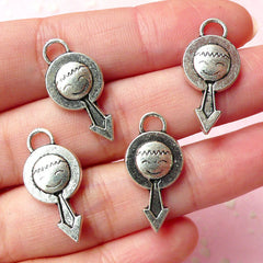 Male Gender Symbol Boy Charms (4pcs) (23mm x 12mm / Tibetan Silver) Metal Finding Pendant Bracelet Zipper Pulls Bookmark Keychains CHM326