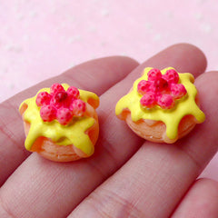 CLEARANCE Miniature Raspberry Strawberry Pancake Cabochons (2pcs / 16mm x 18mm / 3D) Kawaii Dollhouse Food Decoden Phone Case Fake Sweets Deco FCAB139