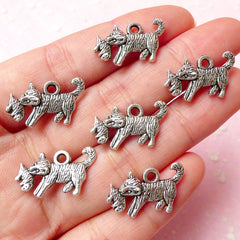 CLEARANCE Cat Tiger and Child Charms (6pcs) (20mm x 12mm / Tibetan Silver / 2 Sided) Pendant Bracelet Earrings Zipper Pulls Bookmarks Keychains CHM338