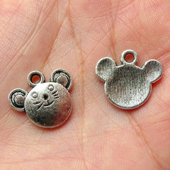 Mouse Charms (6pcs) (16mm x 15mm / Tibetan Silver) Animal Charm Pendant Bracelet Earrings Zipper Pulls Bookmarks Keychains CHM339