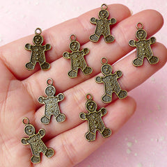 Gingerbread Man Charms (8pcs) (12mm x 20mm / Antique Bronze) Christmas Pendant Bracelet Earrings Zipper Pulls Bookmark Keychains CHM357