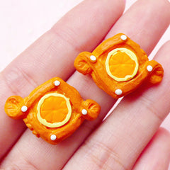 Puff Pastry Tart with Orange Curd Cabochon / Doll Food Cabochon (2pcs / 26mm x 18mm) Kawaii Bakery Decoden Dollhouse Miniature Bread FCAB157
