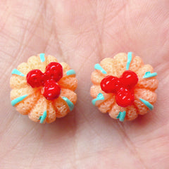 Miniature Cupcake Cabochon w/ Strawberry (2pcs / 15mm / 3D) Decoden Pieces Kawaii Supplies Fake Sweets Deco Dollhouse Food Jewelry FCAB147