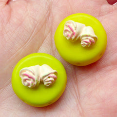 CLEARANCE Miniature Doll Food / Green Tea Matcha Cake Cabochon (2pcs / 20mm x 15mm / 3D) Mini Japanese Sweets Decoden Kawaii Dollhouse Dessert FCAB165