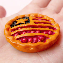 Miniature Sweets Cabochon American Berry Pie Cabochons (38mm / Flatback) Dollhouse Fruit Pie Fake Food Craft Kawaii Decoden Supplies FCAB173
