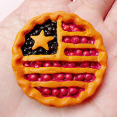 Miniature Sweets Cabochon American Berry Pie Cabochons (38mm / Flatback) Dollhouse Fruit Pie Fake Food Craft Kawaii Decoden Supplies FCAB173