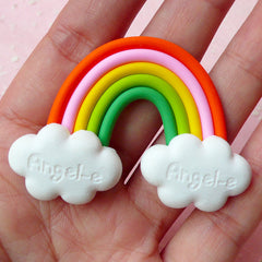 CLEARANCE Rainbow Cabochon w/ Cloud (1pc / 54mm x 40mm) Kawaii Polymer Clay Cabochon Colorful Cell phone Deco Decoden Scrapbooking CAB276
