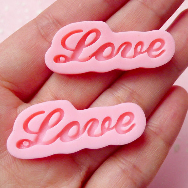 CLEARANCE Love Cabochon (Pink) (38mm x 15mm) (2pcs) Kawaii Decoden Jewelry Making Valentine Scrapbooking Cell Phone Deco Home Decor CAB284