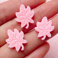 Maple Cabochon (Pink) (19mm x 15mm) (3pcs) Kawaii Decoden Jewelry Making Earrings Making Scrapbooking Cell Phone Deco Home Decor CAB286
