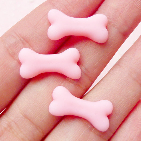 Bone Cabochon (Pink) (19mm x 9mm) (3pcs) Kawaii Decoden Jewelry Making Earrings Making Scrapbooking Cell Phone Deco Home Decor CAB287