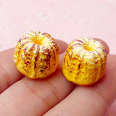 Miniature Dollhouse Food / Gugelhupf Bundt Cake Cabochon (2pcs / 15mm x 12mm / 3D) Doll Bakery Decoden Pieces Fake Dessert Jewelry FCAB177