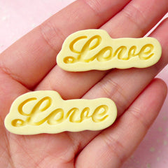 CLEARANCE Love Cabochon (Yellow) (38mm x 15mm) (2pcs) Kawaii Decoden Jewelry Making Valentine Scrapbooking Cell Phone Deco Home Decor CAB285