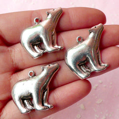 Polar Bear Charms (3pcs) (28mm x 24mm / Tibetan Silver) Animal Charms Metal Findings Pendant Bracelet Earrings Zipper Pulls Keychain CHM371