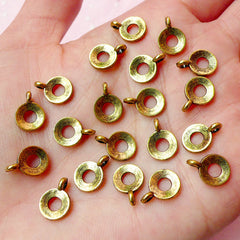 Charm Hanger Circle Charms Round Charms (20pcs) (8mm x 11mm / Antique Gold) Findings Pendant Bracelet Earrings Bookmark Keychains CHM376