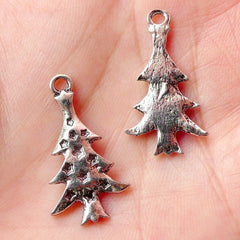 Christmas Tree Charms (8pcs) (14mm x 26mm / Tibetan Silver) Metal Findings Pendant DIY Bracelet Earrings Bookmark Keychains CHM365