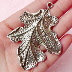 CLEARANCE Big Leaf Charms (1pc) (53mm x 68mm / Tibetan Silver) Findings Pendant Bracelet Earrings DIY Zipper Pulls Bookmarks Key Chains CHM367