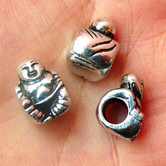 CLEARANCE Fat Buddha Beads Buddhism (3pcs) (11mm x 15mm / Tibetan Silver / 2 Sided) Metal Finding Pendant Bracelet Earrings Bookmark Keychains CHM379