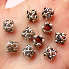 CLEARANCE Infinity / 8 Shaped Beads (10pcs) (8mm x 9mm / Tibetan Silver) Metal Beads Finding Pendant DIY Bracelet Earrings Bookmark Keychains CHM381