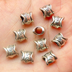 Fish Beads (10pcs) (8mm x 8mm / Tibetan Silver / 2 Sided) Metal Beads Finding Pendant DIY Bracelet Earrings Bookmark Keychains CHM384