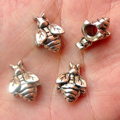 Fly Beads Insect Beads (4pcs) (11mm x 16mm / Tibetan Silver / 2 Sided) Metal Finding Pendant DIY Bracelet Earrings Bookmark Keychains CHM390