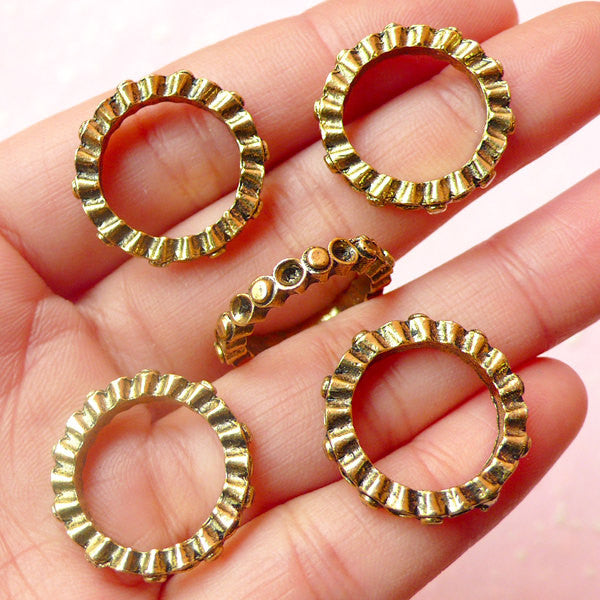 Round Connector / Ring Beads (5pcs) (20mm / Antique Gold) Metal Findings DIY Pendant Bracelet Earrings Bookmarks Keychains CHM393