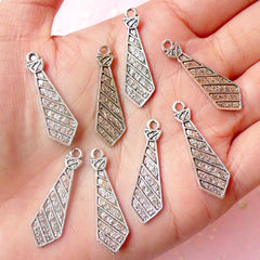 Tie Charms (8pcs) (9mm x 30mm / Tibetan Silver) Metal Charms Finding DIY Pendant Bracelet Earrings Zipper Pulls Bookmarks Key Chains CHM398