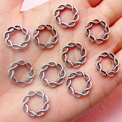 Round Connector / Twisted Ring Beads (10pcs) (15mm / Tibetan Silver) Metal Findings Pendant Bracelet Earrings Bookmarks Keychains CHM391