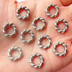 Twisted Ring Beads / Round Connector (10pcs) (12mm / Tibetan Silver) Metal Findings Pendant Bracelet Earrings Bookmarks Keychains CHM392