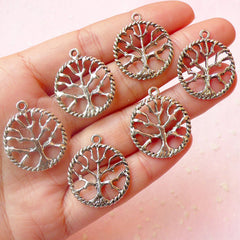 Tree of Life Charms (6pcs) (21mm x 25mm / Tibetan Silver / 2 Sided) Tree Charm DIY Pendant Bracelet Earrings Zipper Pulls Keychains CHM432