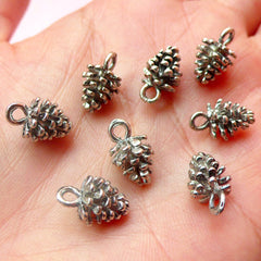 3D Pine Corn Charms (8pcs) (8mm x 13mm / Tibetan Silver) Nut Charms Metal Finding Pendant Bracelet Earrings DIY Zipper Pulls Keychain CHM438