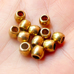 CLEARANCE Round Beads (12pcs) (6mm x 5mm / Antique Gold) Metal Beads Findings Spacer Slider DIY Pendant Bracelet Earrings Bookmark Keychains CHM442