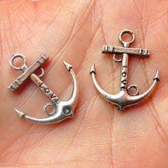 Anchor Charms with Love (8pcs) (19mm x 22mm / Tibetan Silver / 2 Sided) Bracelet DIY Earrings Zipper Pulls Bookmarks Key Chains CHM433