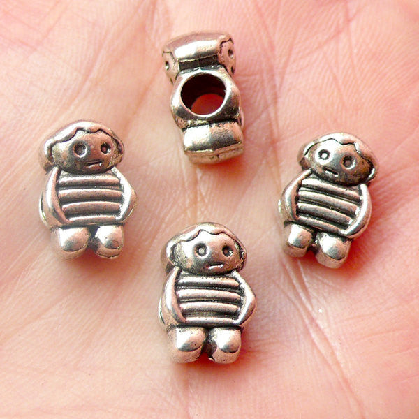 Little Girl Beads (4pcs) (8mm x 13mm / Tibetan Silver / 2 Sided) Metal Beads Spacer Slider DIY Pendant Bracelet Earrings Keychains CHM445