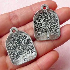 Tree of Life Tag Charms (2pcs) (22mm x 31mm / Tibetan Silver) Tree Charm Findings Pendant Bracelet Earrings Zipper Pulls Keychains CHM450