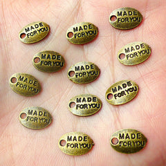 Made For You Charms (12pcs) (11mm x 7mm / Antique Bronze) Metal Charms Handmade Gift Pendant Bracelet Earrings Bookmarks Key Chains CHM462