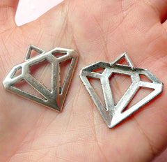 Diamond Charms (3pcs) (30mm x 27mm / Tibetan Silver) Metal Charms DIY Pendant Bracelet DIY Earrings Bookmark Zipper Pulls Keychain CHM466