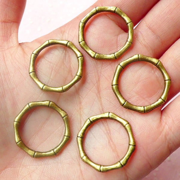 CLEARANCE Ring Connector / Round Charms (5pcs) (22mm / Antique Bronze) Metal Findings DIY Pendant Bracelet Link Earrings Bookmarks Keychains CHM481