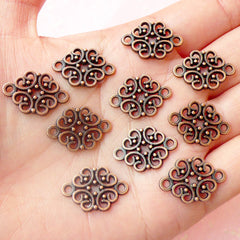 CLEARANCE Filigree Connector Link (10pcs) (20mm x 13mm / Antique Red Bronze) Lace Charms Metal Findings Pendant Bracelet Earrings Bookmark CHM478