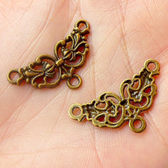 Filigree Connector Link (10pcs) (26mm x 14mm / Antique Bronze) Lace Charms Metal Findings Pendant Bracelet Link Earrings Making CHM479