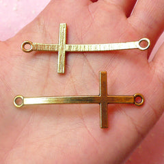 CLEARANCE Cross Connector Link (4pcs) (52mm x 22mm / Antique Gold) Metal Findings Pendant DIY Bracelet Connector Religious Charms CHM483