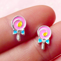 Miniature Lollipop (2 pcs / Pink) Kawaii Dollhouse Sweets Miniature Sweets Deco Cell Phone Decoden Fake Cupcake Topper Nail Art NAC109