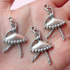 Ballerina Charms Ballet Dancer Charms (3pcs) (21mm x 36mm / Tibetan Silver) Metal Charms DIY Pendant Earrings Zipper Pulls Keychain CHM490