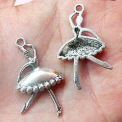 Ballerina Charms Ballet Dancer Charms (3pcs) (21mm x 36mm / Tibetan Silver) Metal Charms DIY Pendant Earrings Zipper Pulls Keychain CHM490