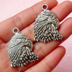 CLEARANCE Eagle Charms (2pcs) (25mm x 34mm / Tibetan Silver) Bird Charms Metal Findings DIY Pendant Bracelet Earrings Zipper Pulls Keychain CHM488
