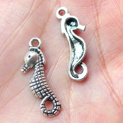 CLEARANCE Seahorse Charms (8pcs) (8mm x 23mm / Tibetan Silver) Metal Charms Findings Pendant Bracelet Earrings Zipper Pulls Bookmark Keychain CHM506